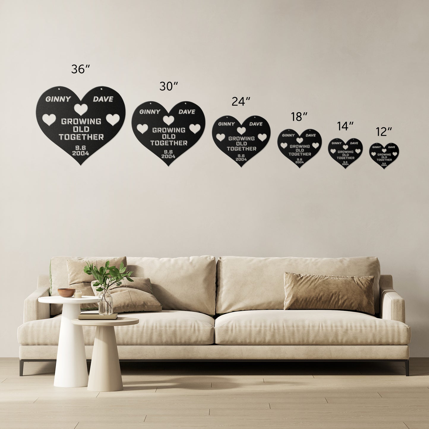 Personalized Growing Old Together Wedding, Anniversary Love Metal Wall Art