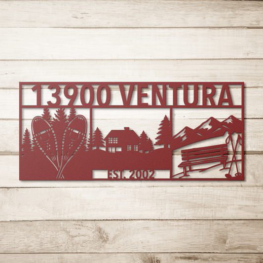 Personalized_Snowbound_Life_Address_Sign_Red_Simple_Wood_BKGD_Mockup.png