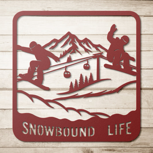 Snowbound_Life_Metal_Wall_Art_Red_Simple_Wood_BKGD_Mockup.png
