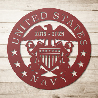 US Navy Personalized Date Metal Wall Art Circle