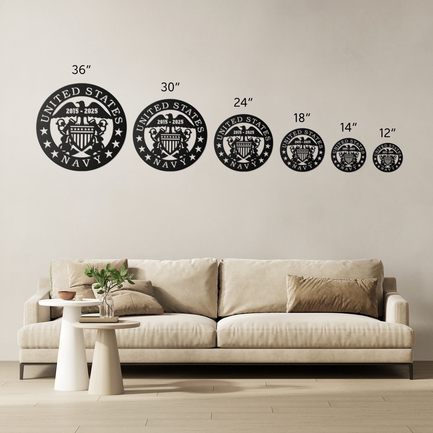 US Navy Personalized Date Metal Wall Art Circle