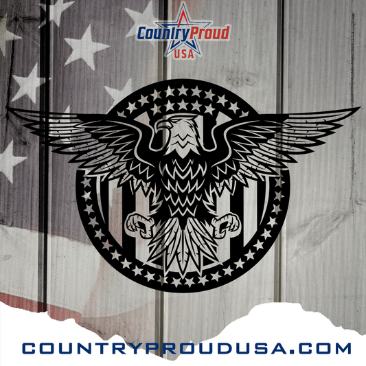 American Proud Eagle Stars Circle Metal Wall Art