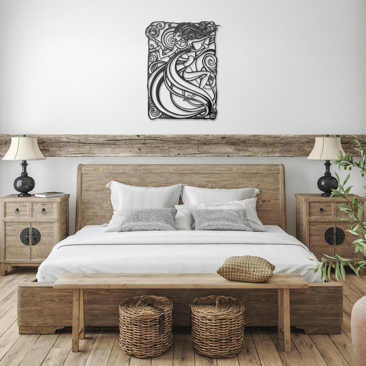 Personalized_Elegant_Mermaid_Metal_Wall__Black_Farmhouse_Bedroom_Mockup