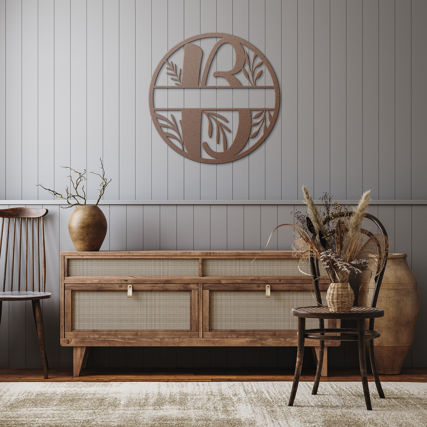 Floral_Split_Letter_B_Initial_and_Name__Copper_Rustic_Hallway_Mockup.png
