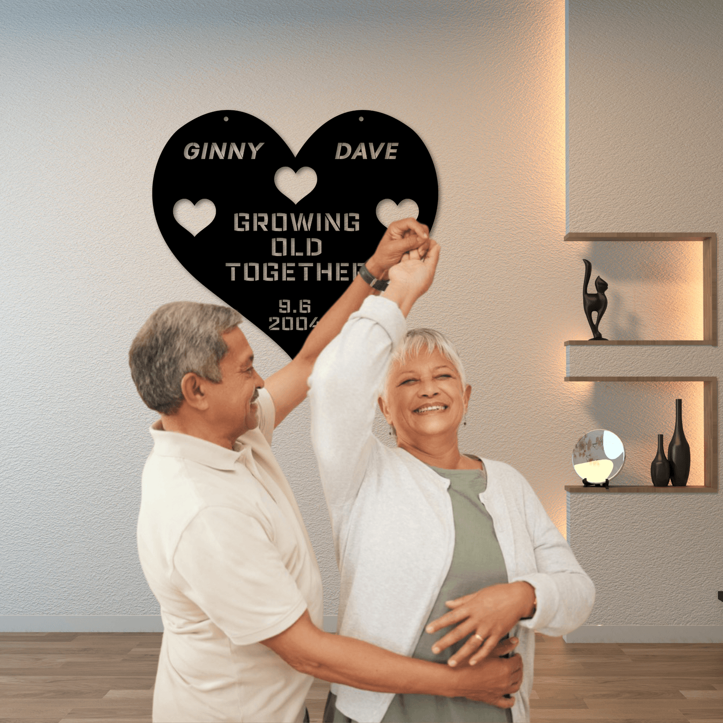 Personalized Growing Old Together Wedding, Anniversary Love Metal Wall Art