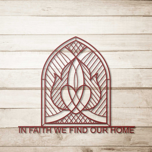 In Faith We Find Our Home Two Hearts Metal Wall Art