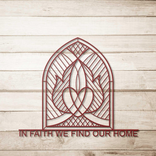 In Faith We Find Our Home Two Hearts Metal Wall Art