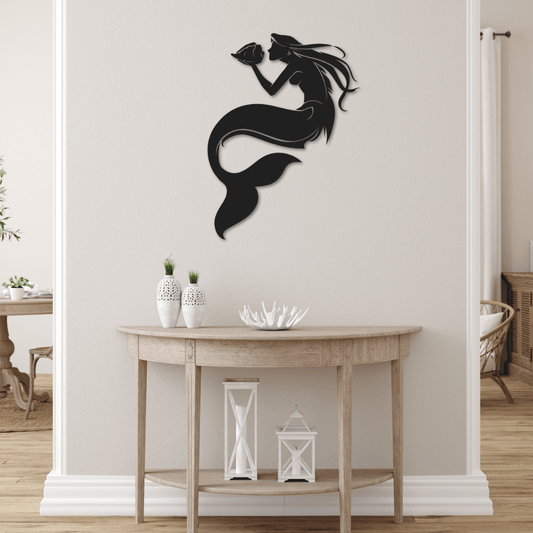 Mermaid with Conch Shell Wall Art