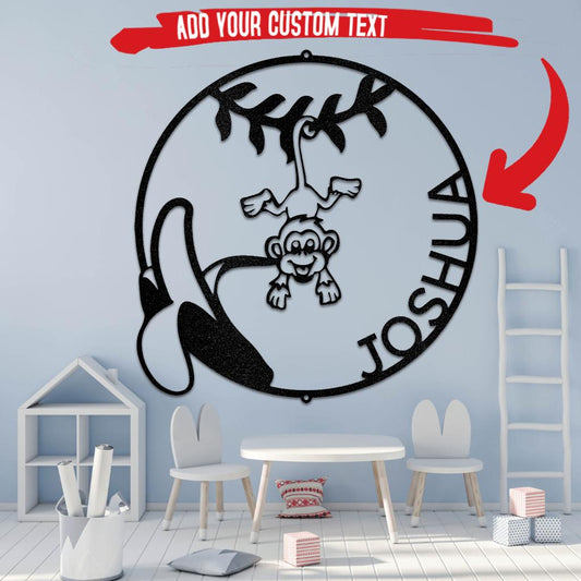 Our Little Monkey Monogram Love Metal Wall Art