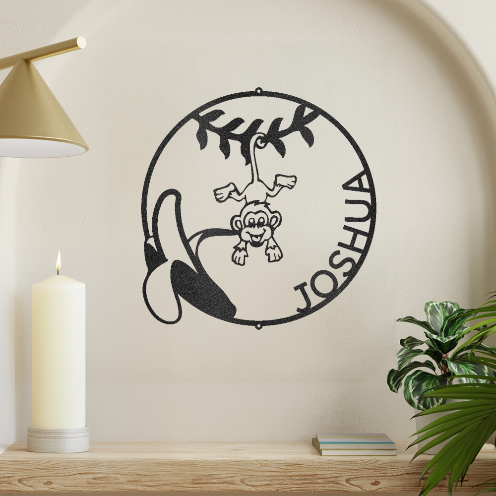 Our Little Monkey Monogram Love Metal Wall Art