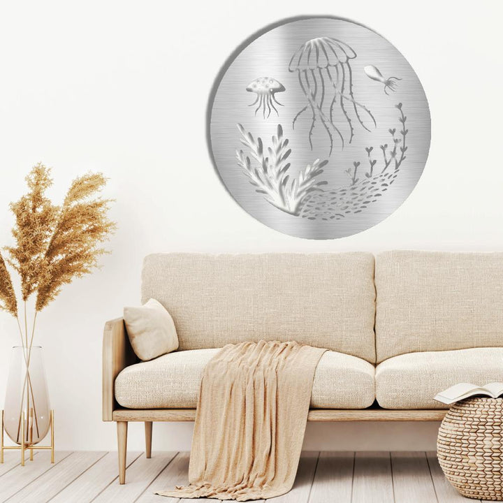 Jellyfish wall art in silver