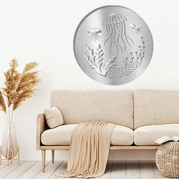 Jellyfish wall art in silver