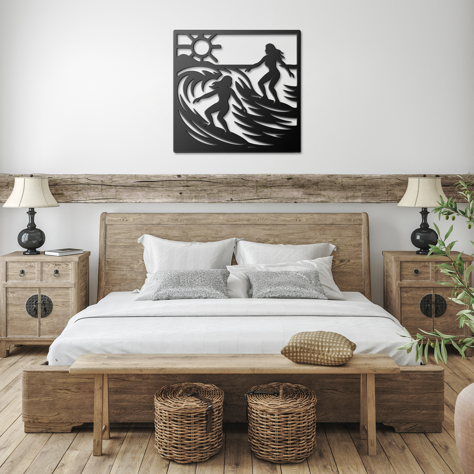 Surfer_Girls_Ride_the_Waves_Black_Farmhouse_Bedroom_Mockup.png