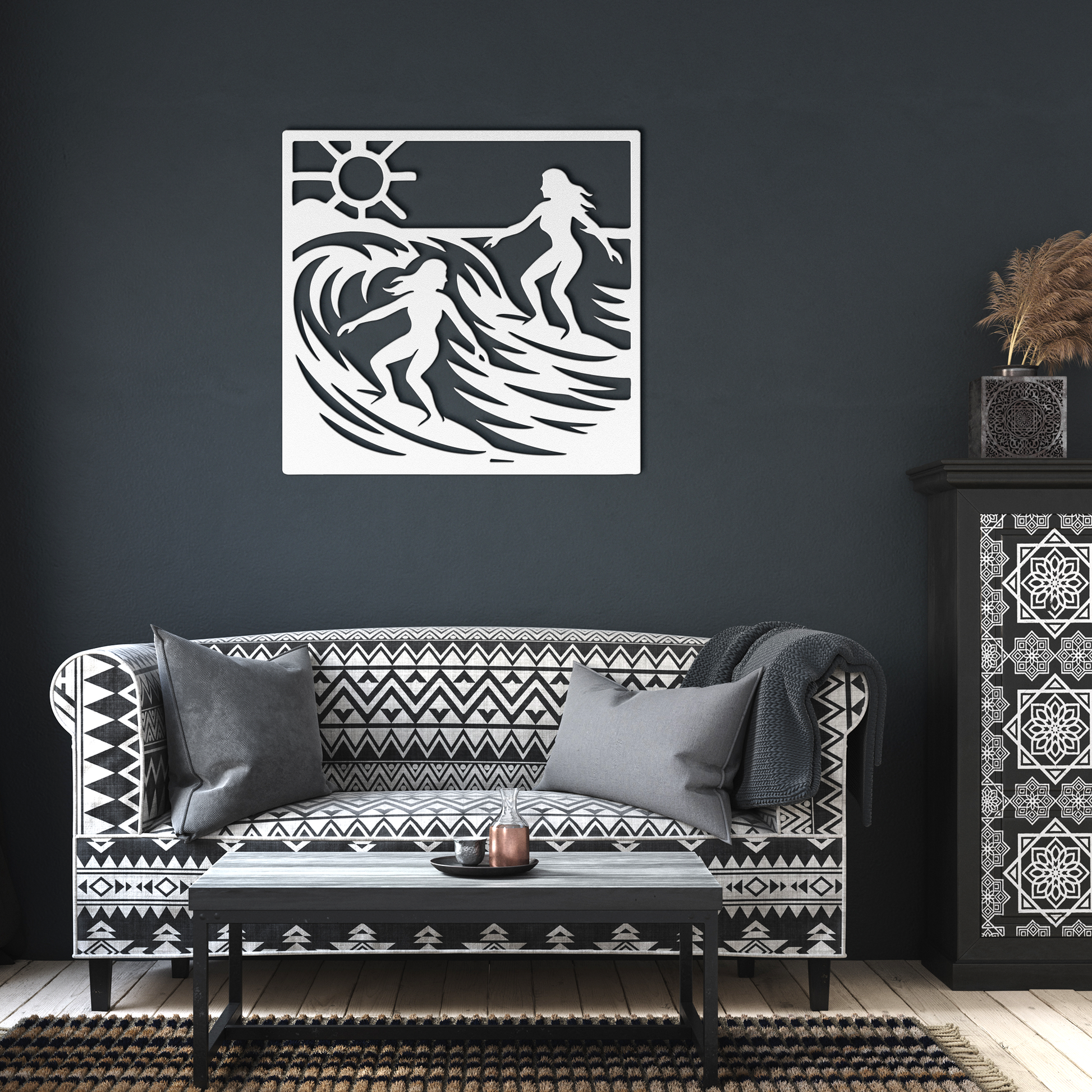 Surfer_Girls_Ride_the_Waves_White_Dark_Living_Room_Mockup.png