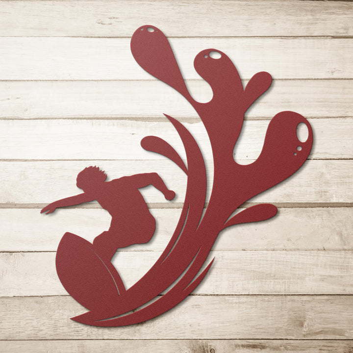 Surfer_Splash_Metal_Wall_Art_Red_Simple_Wood_BKGD_Mockup