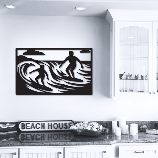 Taking the Kid Surfing Metal Art