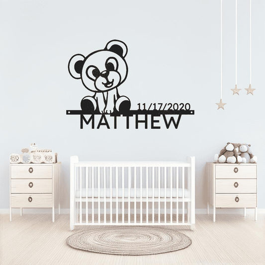Teddy Monogram Baby Monogram Metal Wall Art