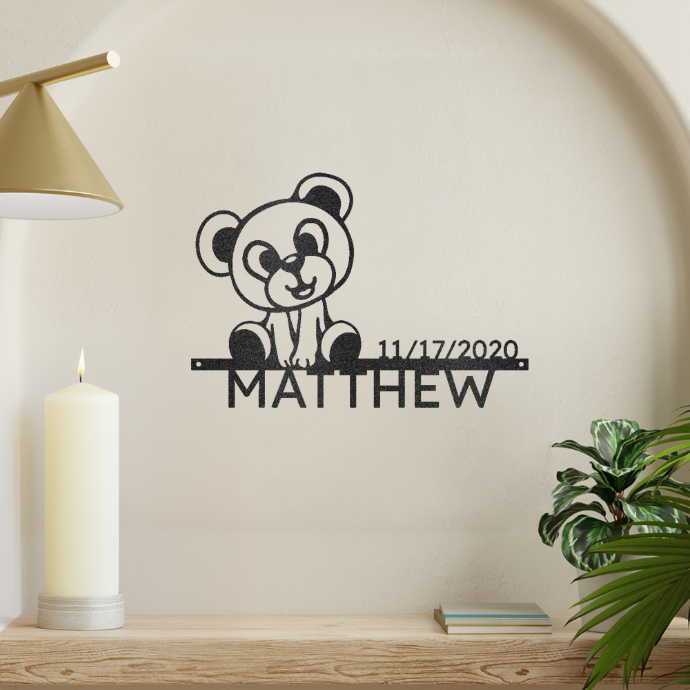 Teddy Monogram Baby Monogram Metal Wall Art