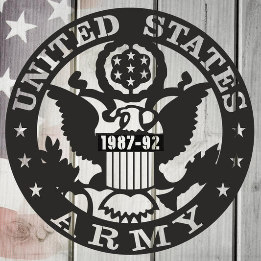 US Army Service Date Circle Metal Wall Art