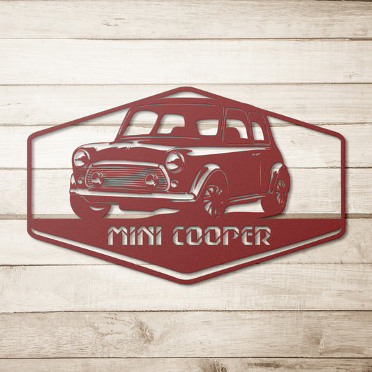 Vintage British Car Mini Cooper Metal Wall Art - Country Proud USA