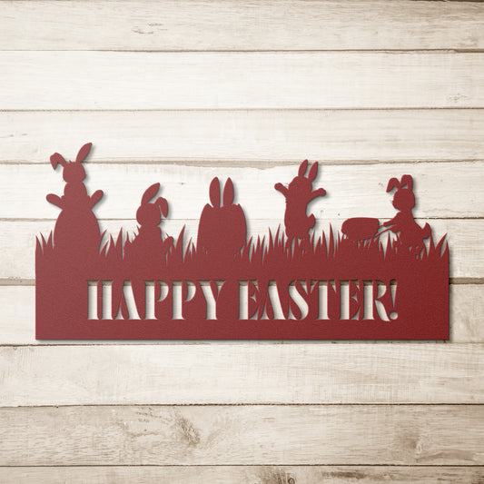 Easter Bunnies Personalizable Metal Wall Art