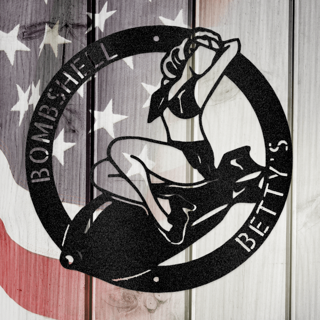 Bomber Lady Custom Metal Wall Artwork Decor