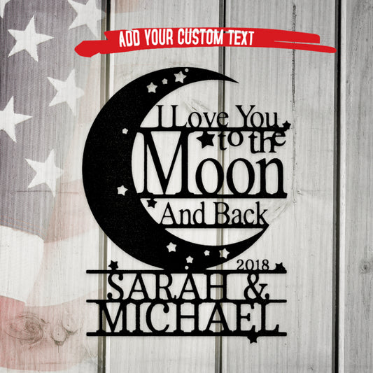 Moon and Back Monogram Metal Wall Art