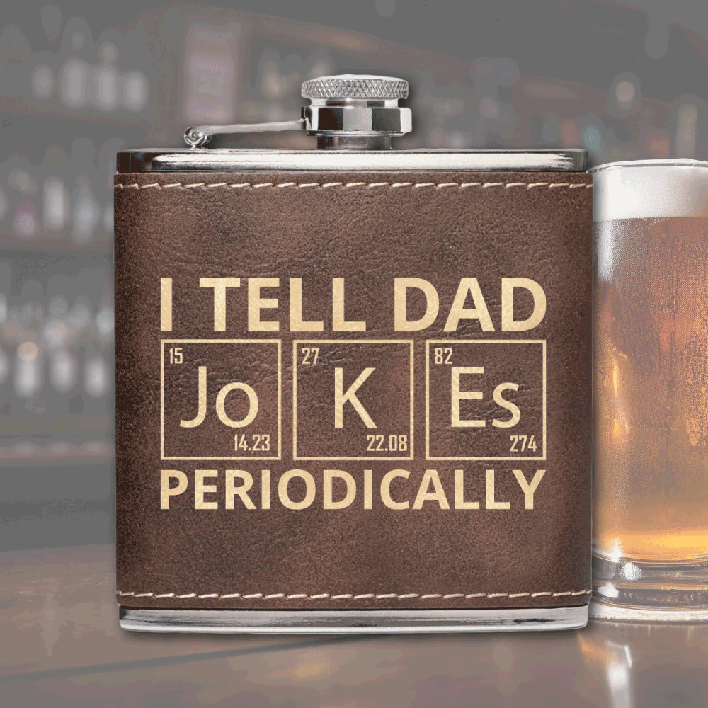 Premium Leather Flask - Dad Jokes Flask Gift