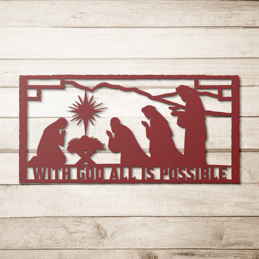 With God All is Possible Metal Wall Art for Home