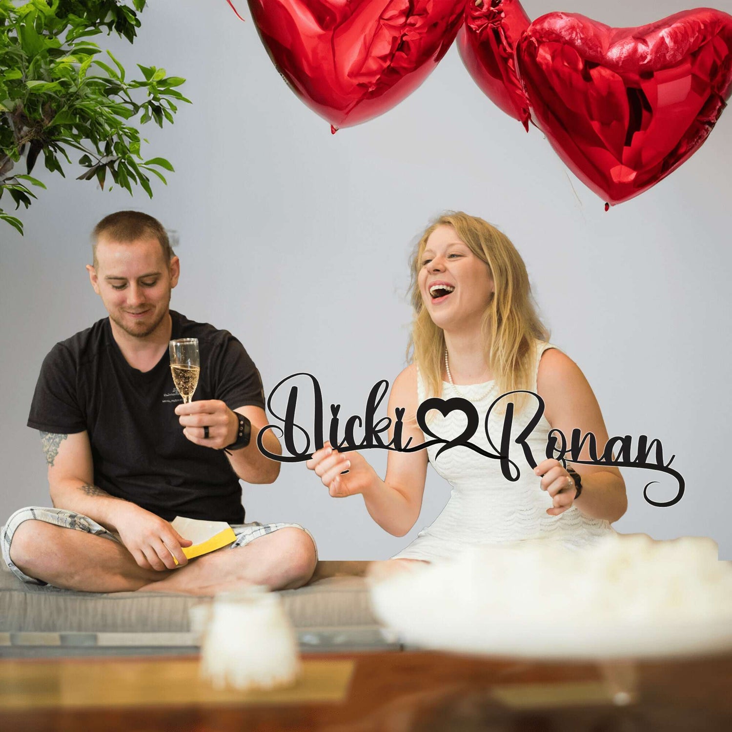 wedding couple names and heart art