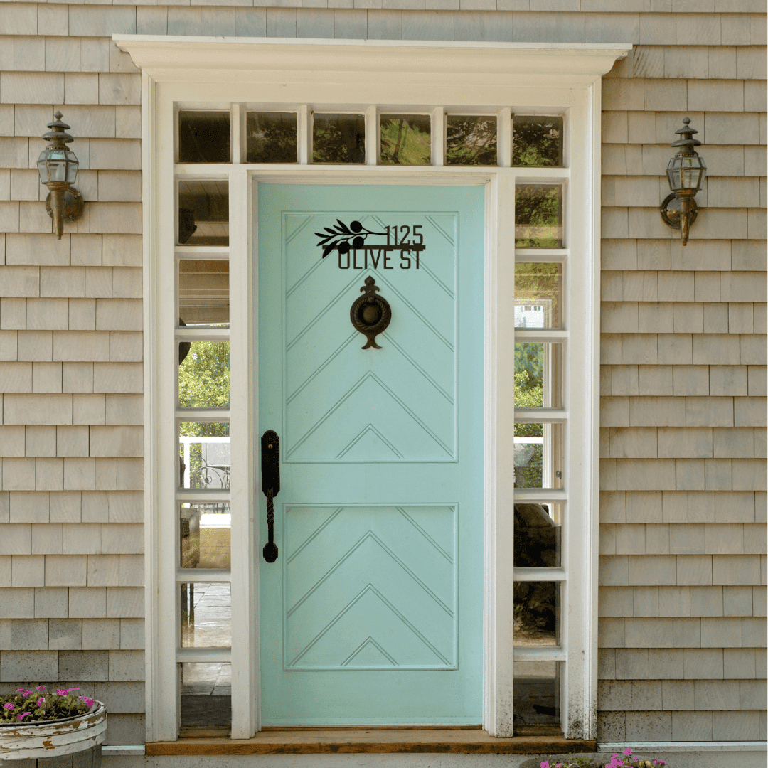 Olive branch decor address sign