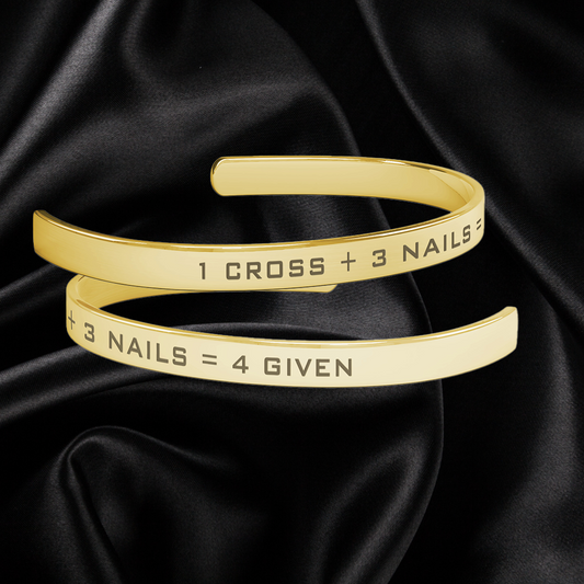 Personalizable 1 Cross, 3 Nails, 4 Given Faith Cuff Bracelet