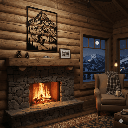 Ski Adventure Mountain Scene Metal Wall Art - Country Proud USA