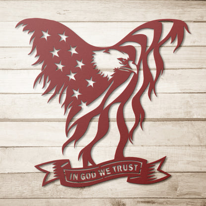 American Eagle Metal Art, In God We Trust USA Eagle Sign, Custom USA. Art, Patriot metal art, America metal art
