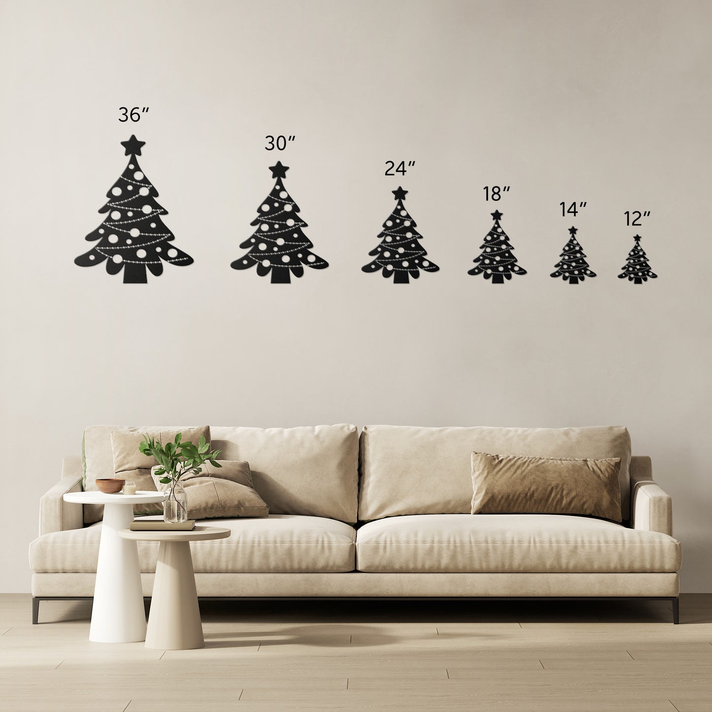 Christmas Tree with Ornament Cutouts Metal Art