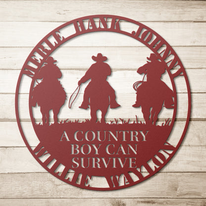 Personalized Country Boy Can Survive with Country Legends Metal Art