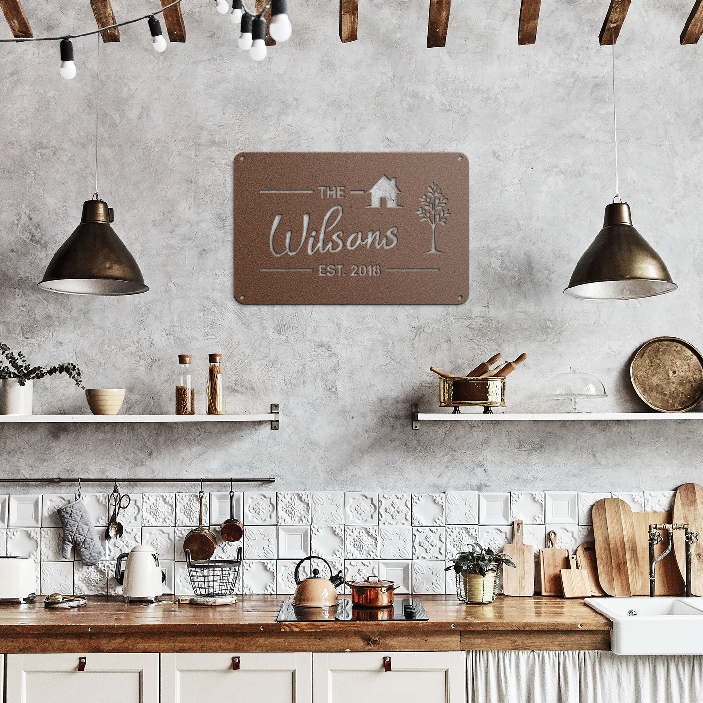 Custom_Family_Name_Metal_Address_Sign_Copper_Rustic_Kitchen_Mockup.png