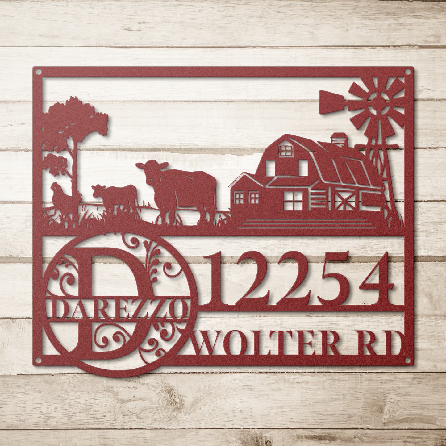 Custom Farm Name and Address Metal Art Sign