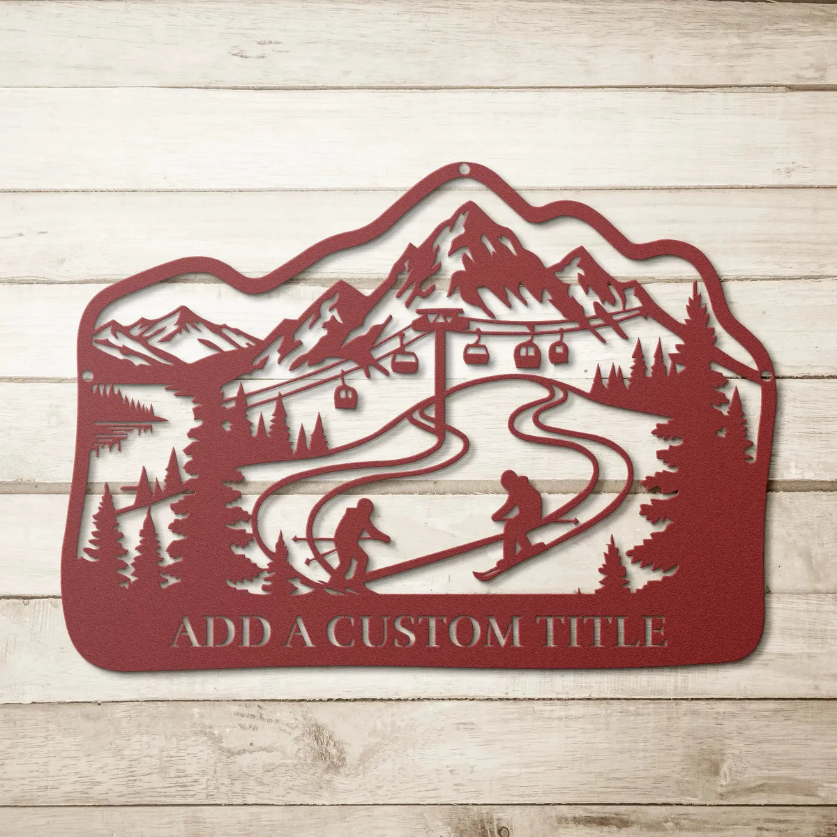 Custom_Ski_Mountain_Metal_Wall_Art_Red_Simple_Wood_BKGD_Mockup_15399076