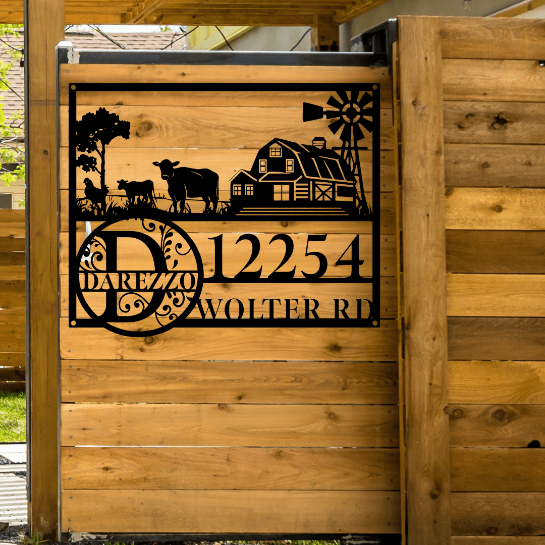 Custom Farm Name and Address Metal Art Sign
