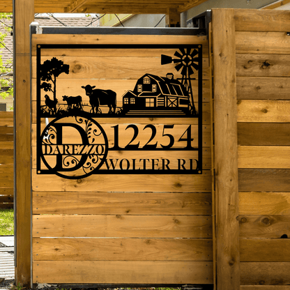 Custom Farm Name and Address Metal Art Sign