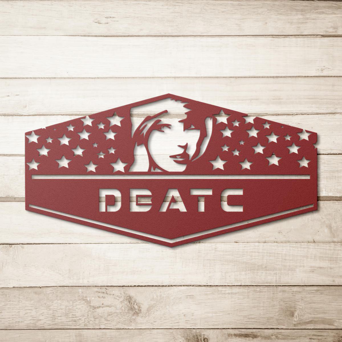 Death_By_a_Thousand_Cuts_Metal_Wall_Art_Red_Simple_Wood_BKGD_Mockup.png