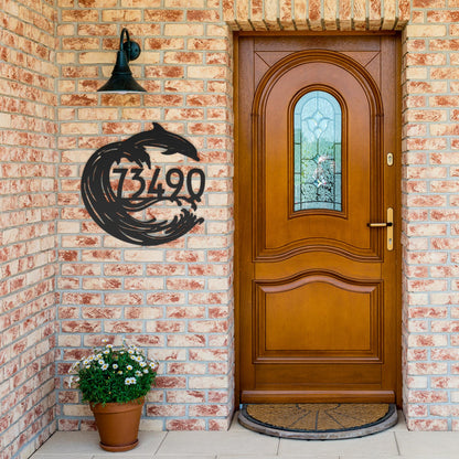 Dolphin_Joy_Address_Sign_Black_Brick_Entrance_Mockup