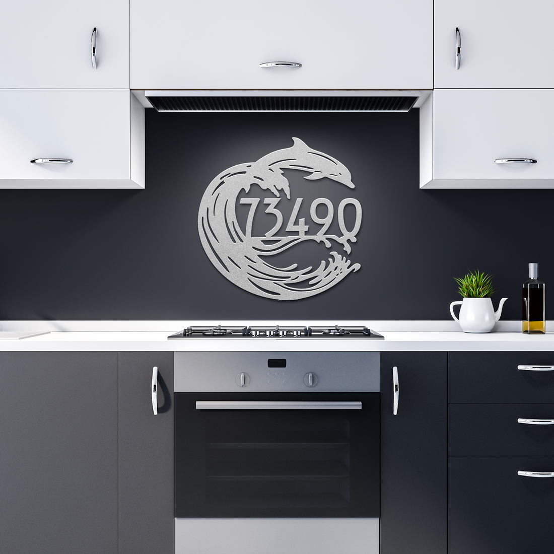 Dolphin_Joy_Address_Sign_Silver_Dark_Kitchen_Mockup.png_15548964