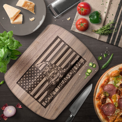 Don't Tread On Me Patriotic Hardwood Oval Cutting Boards in Maple or Walnut
