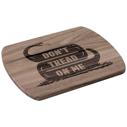 Don't Tread On Me Snake Hardwood Oval Cutting Boards in Maple or Walnut
