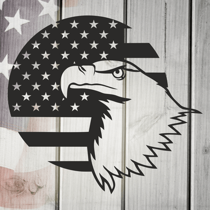 Eagle Head on America Flag Circle Metal Wall Art