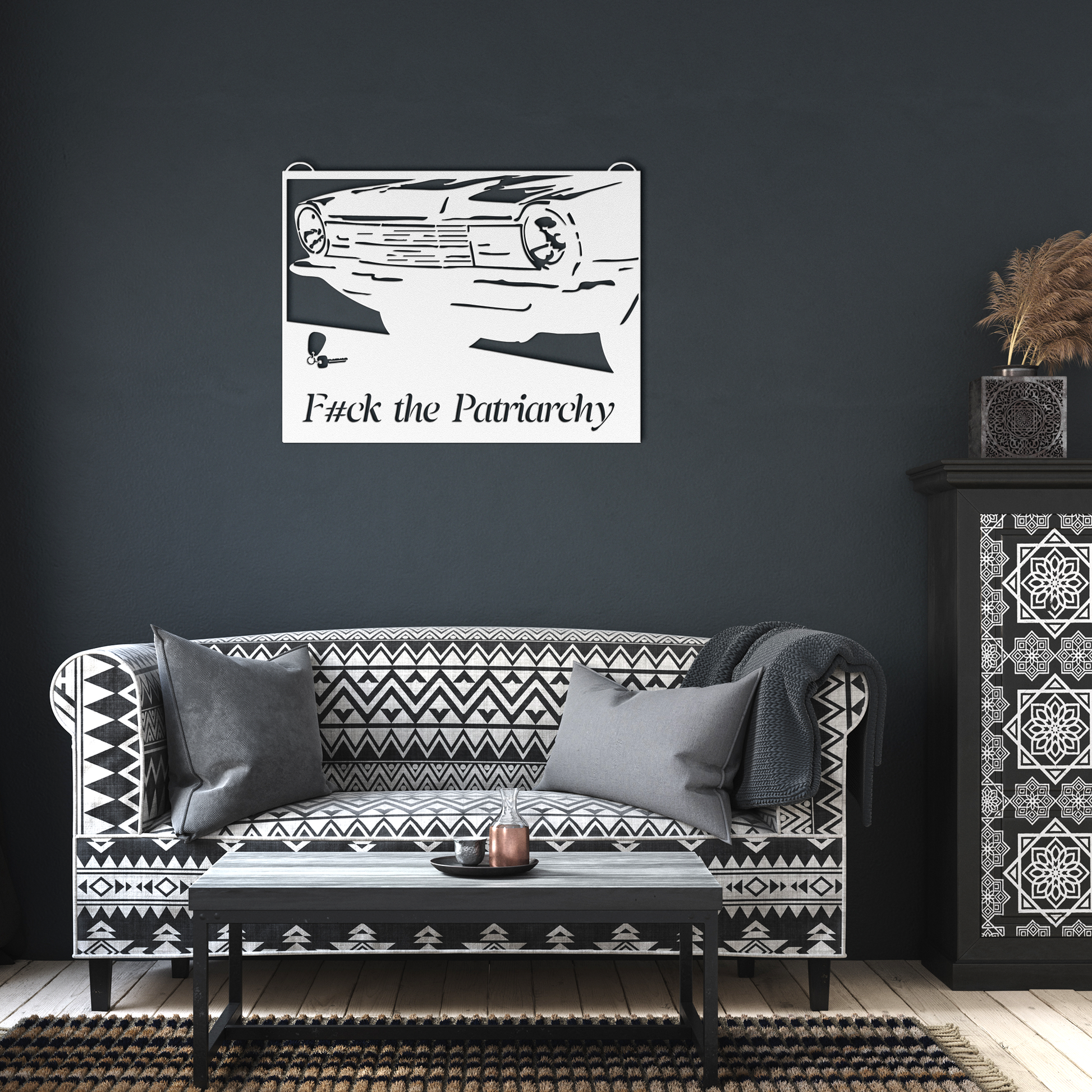Fck_the_Patriarchy_Car_Keys_Metal_Wall__White_Dark_Living_Room_Mockup.png