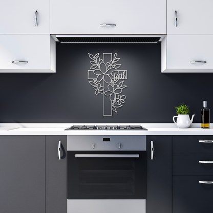 Floral_Faith_Cross_Metal_Wall_Art_Silver_Dark_Kitchen_Mockup.png