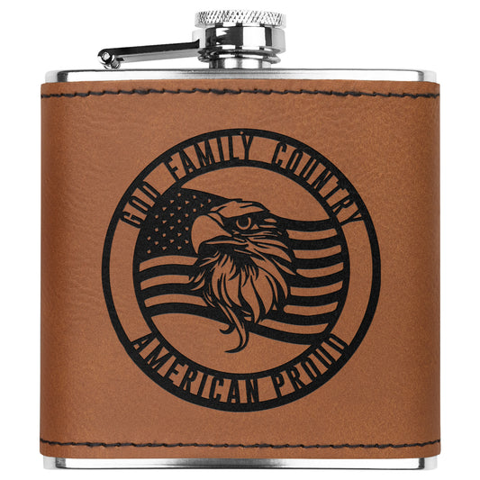 God. Family. Country. Stainless Steel Flask